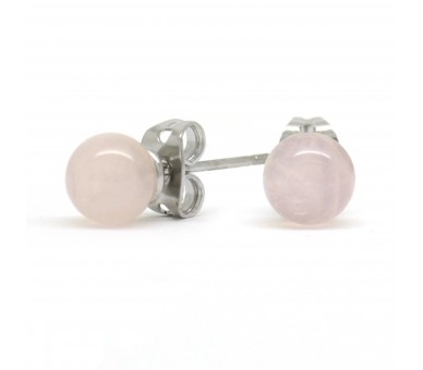 Boucles Pierre, Quartz rose, puces 6 mm