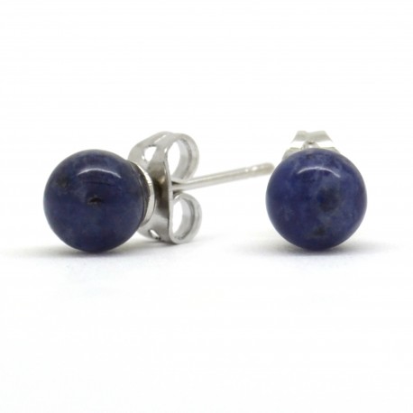 Boucles Pierre, Sodalite, puces 6 mm