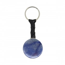 Porte-clés Pierre, disque de Quartz bleu