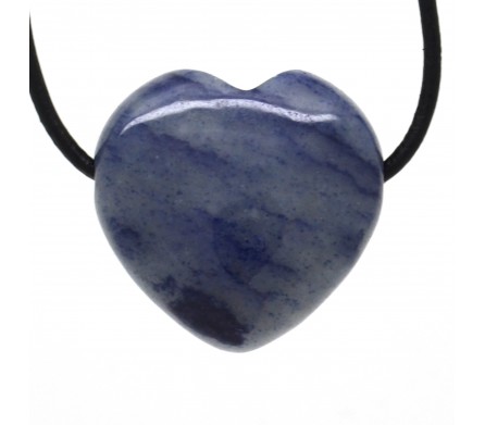 Quartz bleu, Pendentif Coeur Pierre