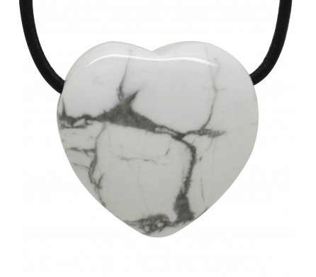 Howlite blanche, Pendentif Coeur Pierre 