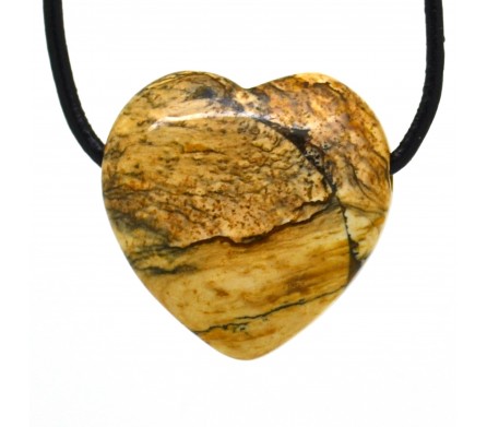 Jaspe paysage, Pendentif Coeur Pierre