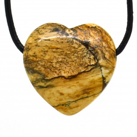 Jaspe paysage, Pendentif Coeur Pierre