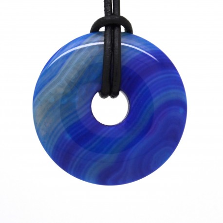 Agate bleue, donuts pierre 40 mm
