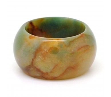 Agate verte ocre, Anneau en pierre