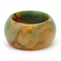 Agate verte ocre, Anneau en pierre