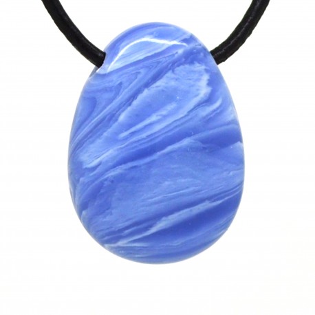 Pendentif Pierre trouée, Agate blue lace