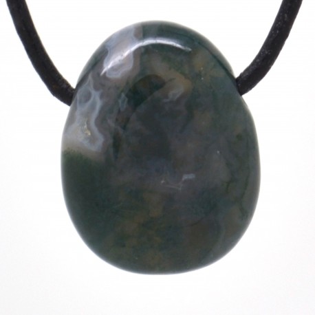 Pendentif Pierre trouée, Agate mousse