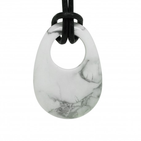 Pendentif Gogo en Pierre, Howlite blanche