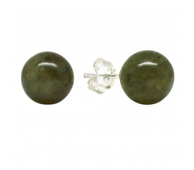  Boucles Pierre clous de Labradorite, Argent 925