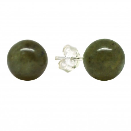  Boucles Pierre clous de Labradorite, Argent 925