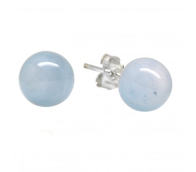  Boucles Pierre clous d'Agate grise, Argent 925