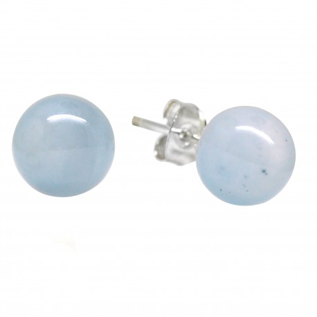  Boucles Pierre clous d'Agate grise, Argent 925