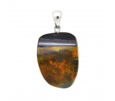 Pendentif Ambre sur bois, modèle 3