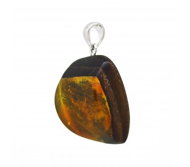 Pendentif Ambre sur bois, modèle 3