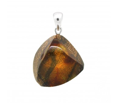 Pendentif Ambre sur bois, modèle 5