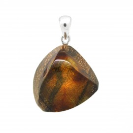 Pendentif Ambre sur bois, modèle 5