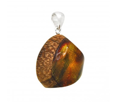 Pendentif Ambre sur bois, modèle 5