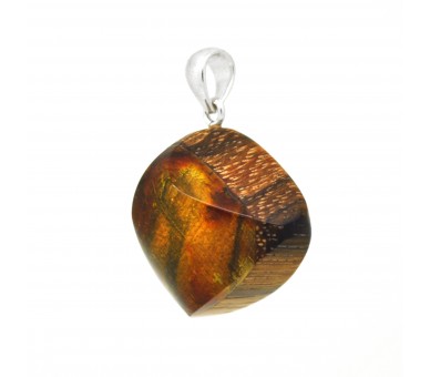 Pendentif Ambre sur bois, modèle 5