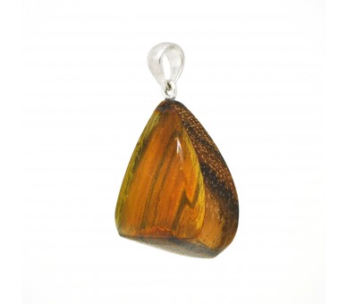 Pendentif Ambre sur bois, modèle 6