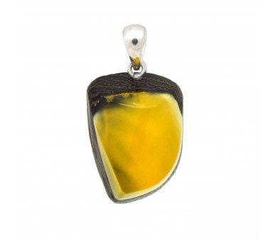 Pendentif Ambre sur bois, modèle 8