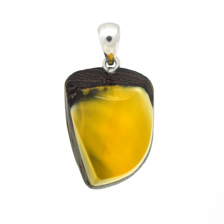 Pendentif Ambre sur bois, modèle 8