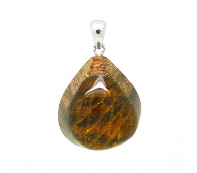 Pendentif Ambre sur bois, modèle 9