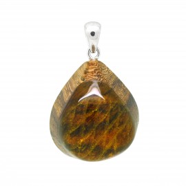 Pendentif Ambre sur bois, modèle 9