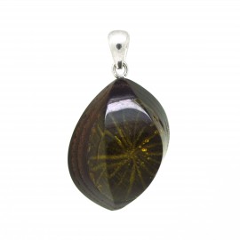 Pendentif Ambre sur bois, modèle 10