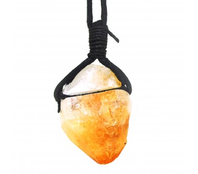 Collier fantaisie citrine sur cordelette