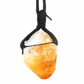 Collier fantaisie citrine sur cordelette