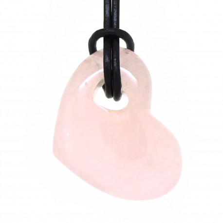 Pendentif fantaisie, grand cœur de Quartz rose