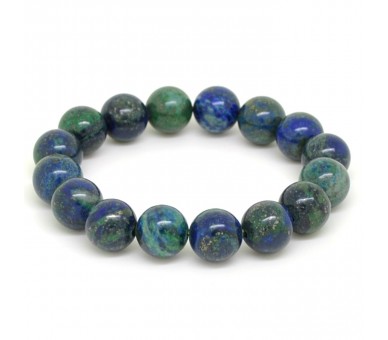 Bracelet perles 12 mm, Lapis Chrysocolle