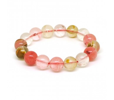 Bracelet perles 12 mm, quartz melon