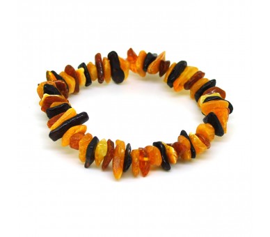 Bracelet ambre chips bruts multicolores