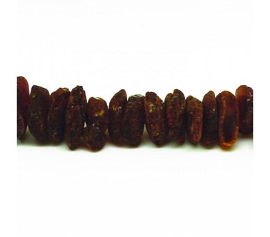 Collier Ambre, chips bruts couleur cognac foncé