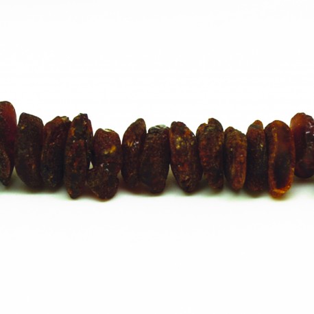 Collier Ambre, chips bruts couleur cognac foncé