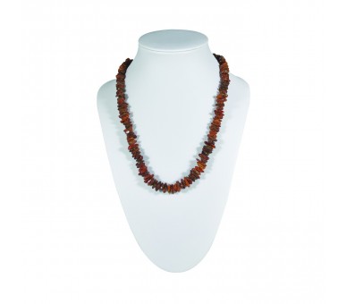Collier Ambre, chips bruts couleur cognac foncé