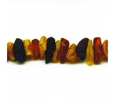 Collier Ambre, chips bruts multicolores