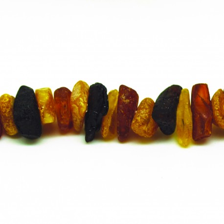 Collier Ambre, chips bruts multicolores