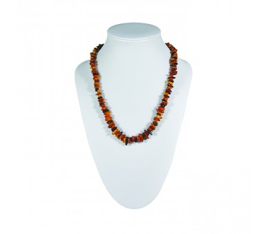 Collier Ambre, chips polis multicolores (foncé)