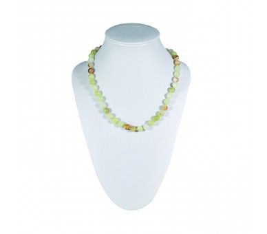 Collier Pierre, perles 8 mm, Aragonite verte