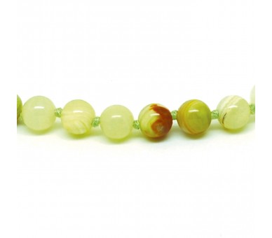 Collier Pierre, perles 8 mm, Aragonite verte