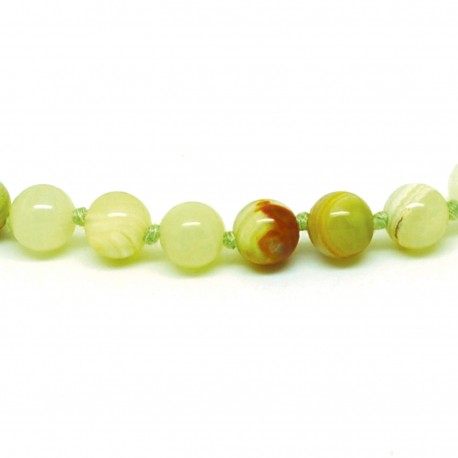 Collier Pierre, perles 8 mm, Aragonite verte