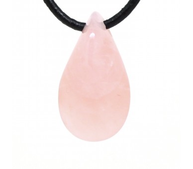 Pendentif Pierre trouée ovoïde, Quartz rose