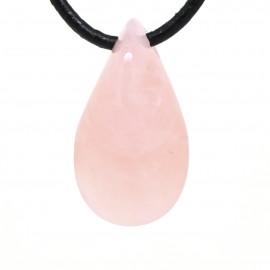 Pendentif Pierre trouée ovoïde, Quartz rose