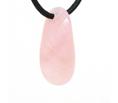 Pendentif Pierre trouée ovoïde, Quartz rose