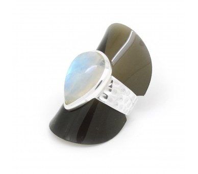 Bague Pierre de lune et Argent, T58