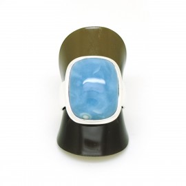 Bague Agate blue lace sur Argent, T54