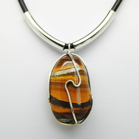 Oeil fer de tigre, Collier forme libre